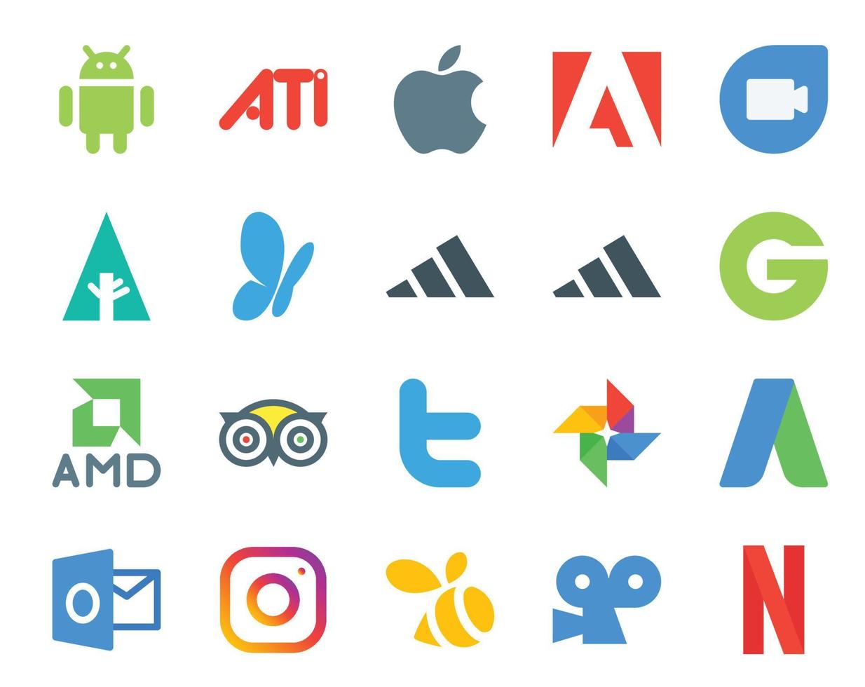 20 Social Media Icon Pack Including instagram adwords groupon photo twitter vector