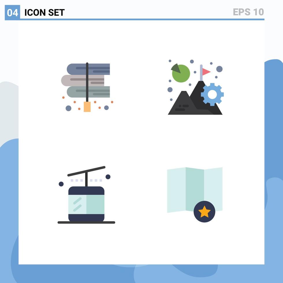 Pack of 4 creative Flat Icons of book mission law business regular Editable Vector Design Elements