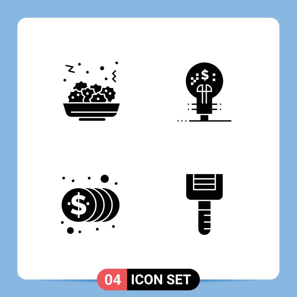 Thematic Vector Solid Glyphs and Editable Symbols of salad investment fintech innovation idea food Editable Vector Design Elements
