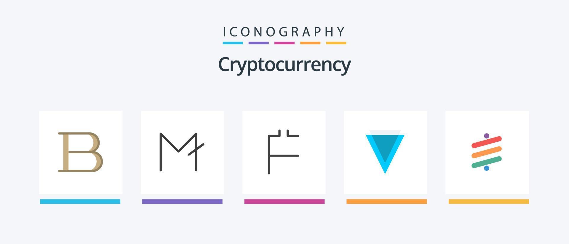 Cryptocurrency Flat 5 Icon Pack Including coin. crypto currency. first coin. crypto. verge. Creative Icons Design vector