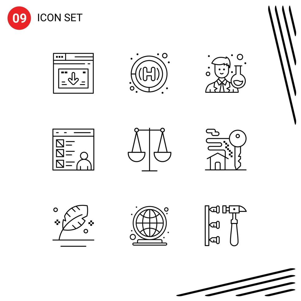 9 Outline concept for Websites Mobile and Apps balanced develop scientist coding app Editable Vector Design Elements