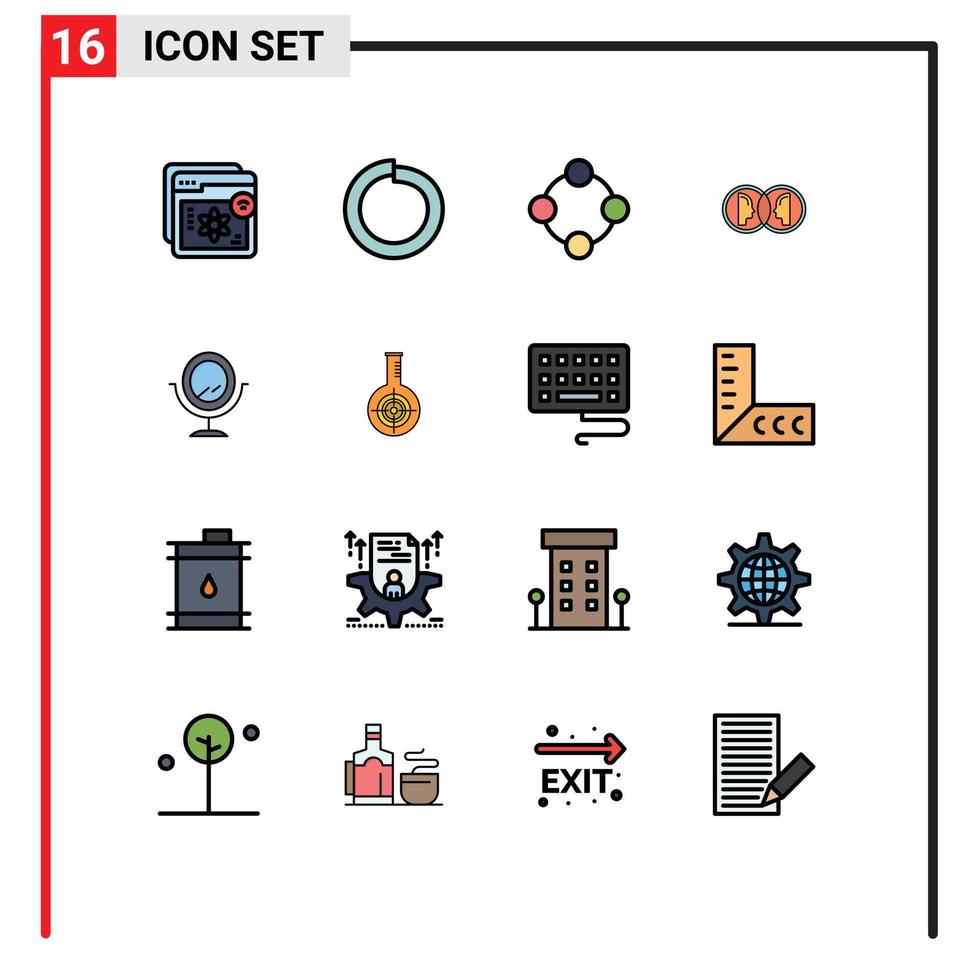 Mobile Interface Flat Color Filled Line Set of 16 Pictograms of duplicate face washer coin rattle Editable Creative Vector Design Elements