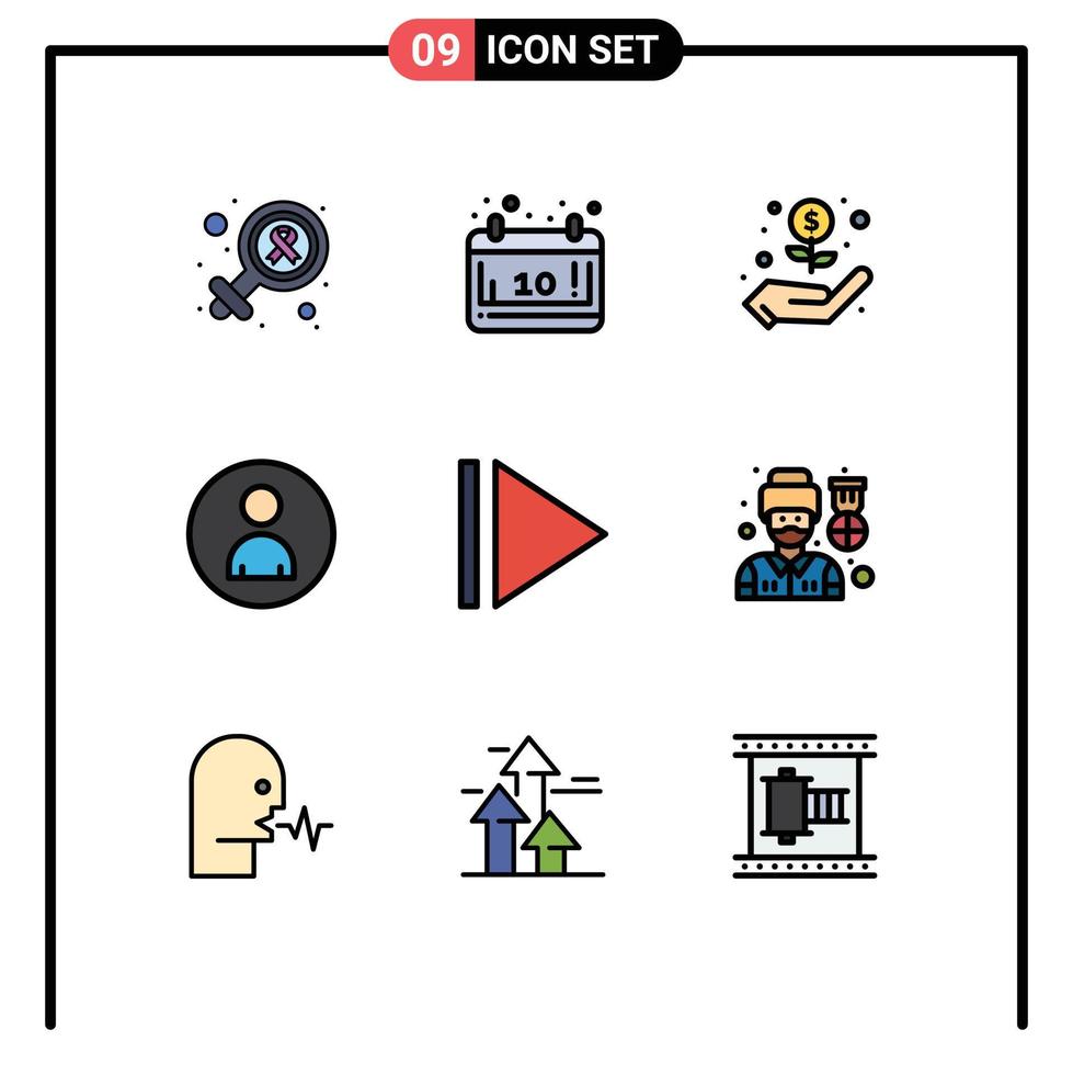 9 Creative Icons Modern Signs and Symbols of pilot play hand user marketing Editable Vector Design Elements