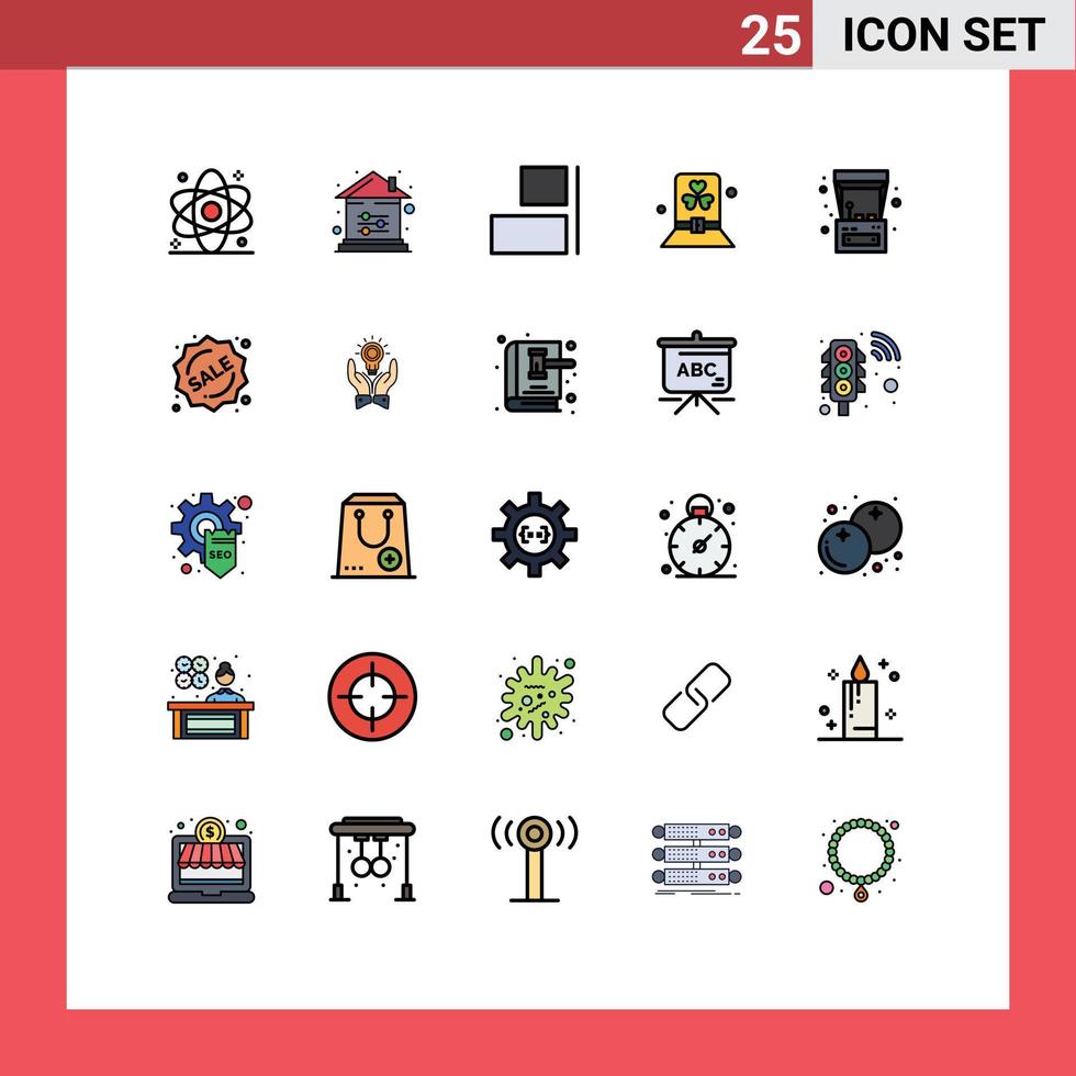 25 Filled line Flat Color concept for Websites Mobile and Apps patrick green setting day right Editable Vector Design Elements