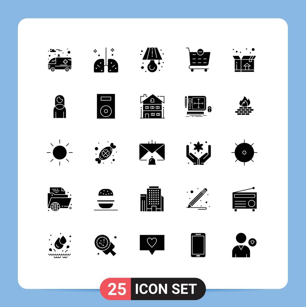 Stock Vector Icon Pack of 25 Line Signs and Symbols for women delivery lamp box remove Editable Vector Design Elements
