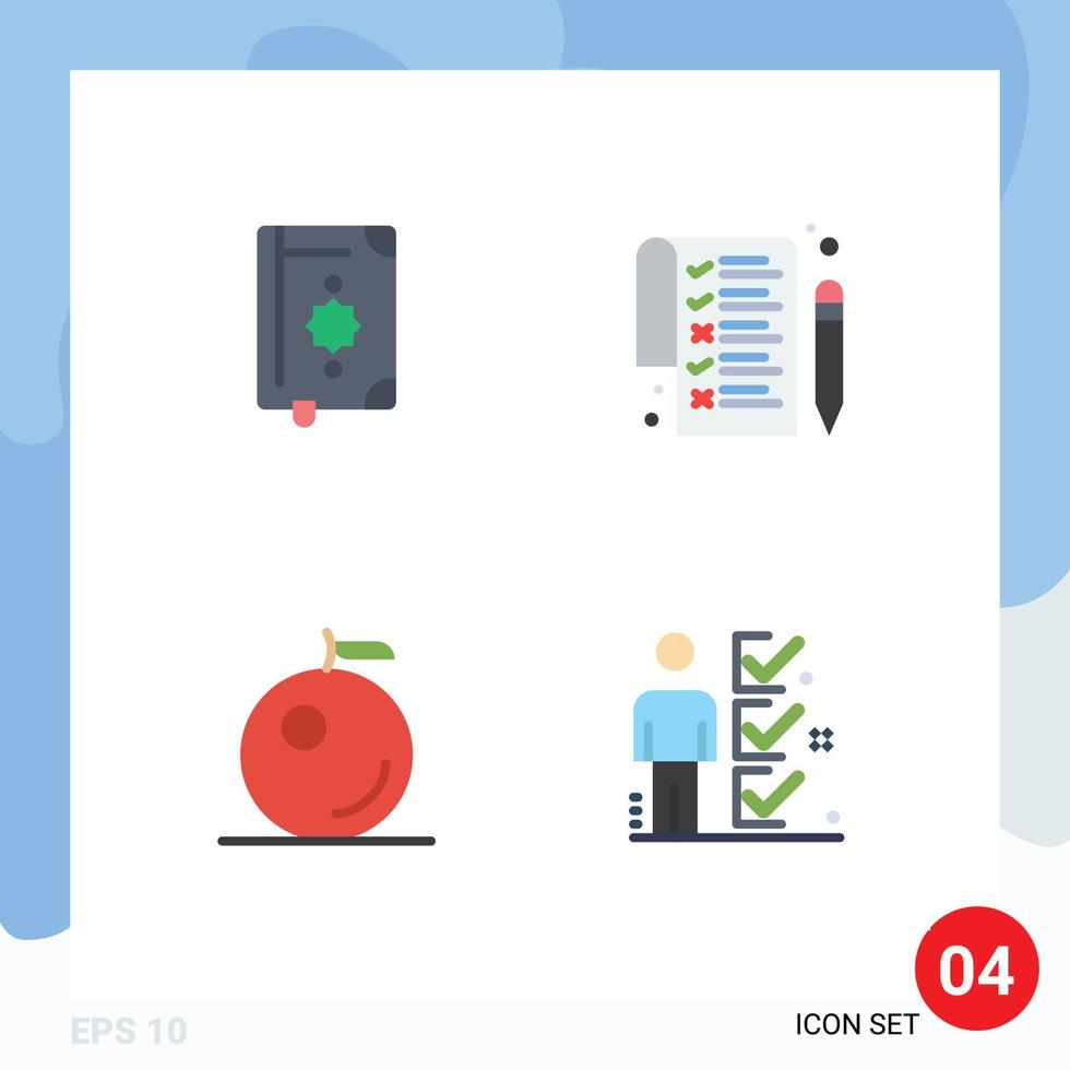 Universal Icon Symbols Group of 4 Modern Flat Icons of quran orange ramadhan paper job Editable Vector Design Elements