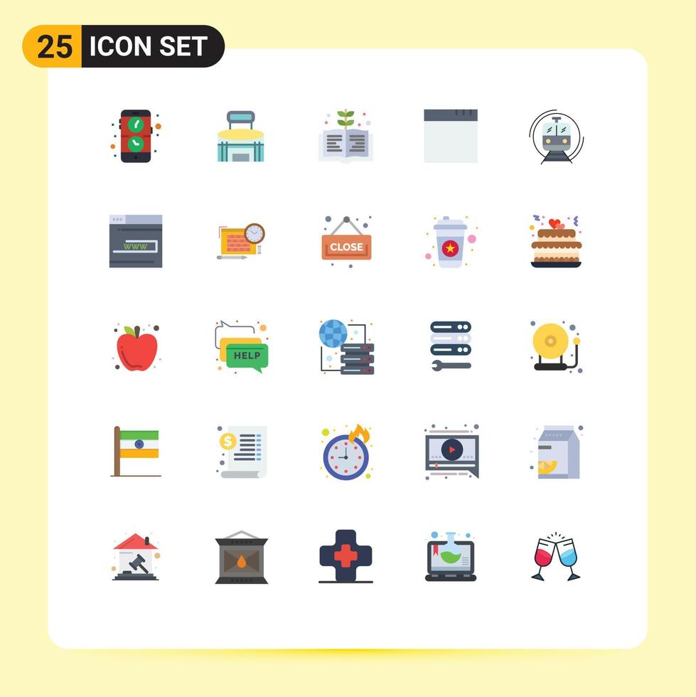 Group of 25 Flat Colors Signs and Symbols for public train stadium metro app Editable Vector Design Elements