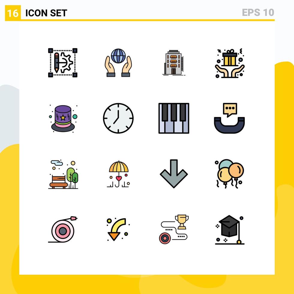 16 Creative Icons Modern Signs and Symbols of present christmas power hands hostel Editable Creative Vector Design Elements