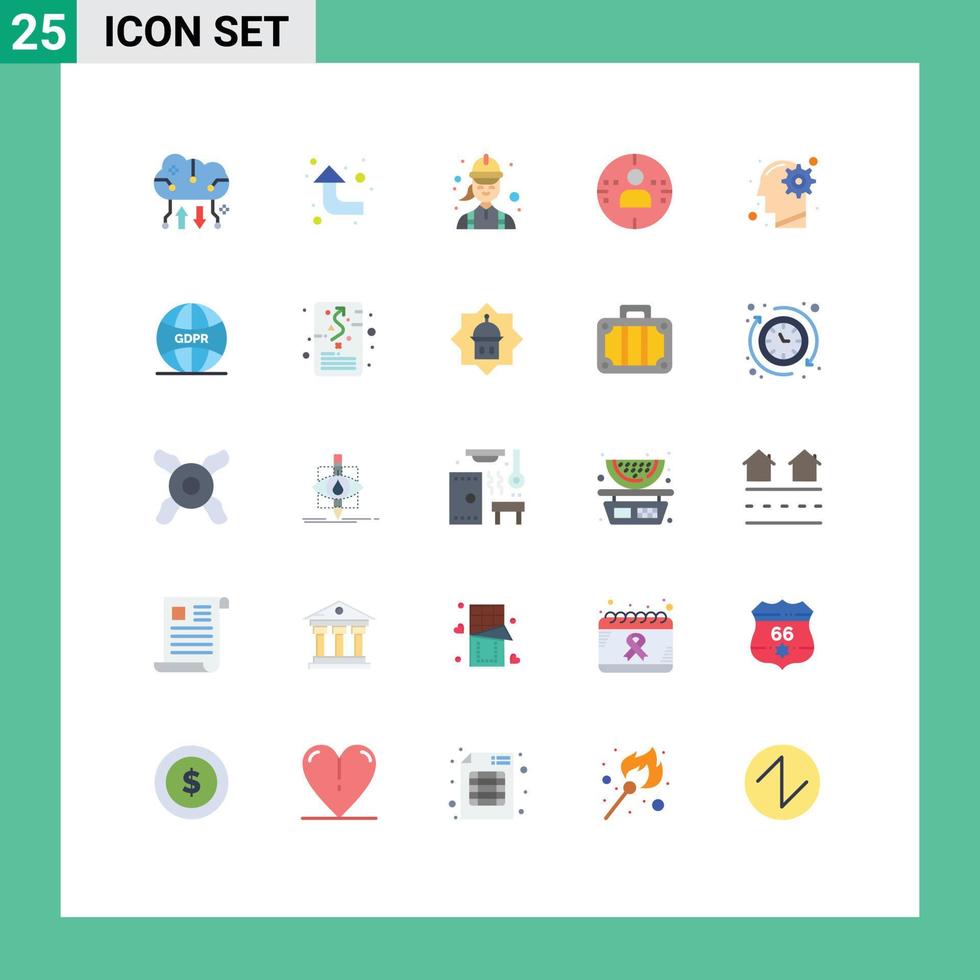 Modern Set of 25 Flat Colors and symbols such as idea marketing construction profile technician Editable Vector Design Elements