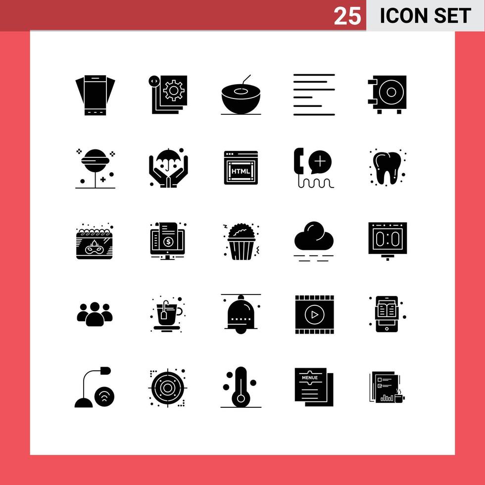 25 Thematic Vector Solid Glyphs and Editable Symbols of wallet cash process text align Editable Vector Design Elements