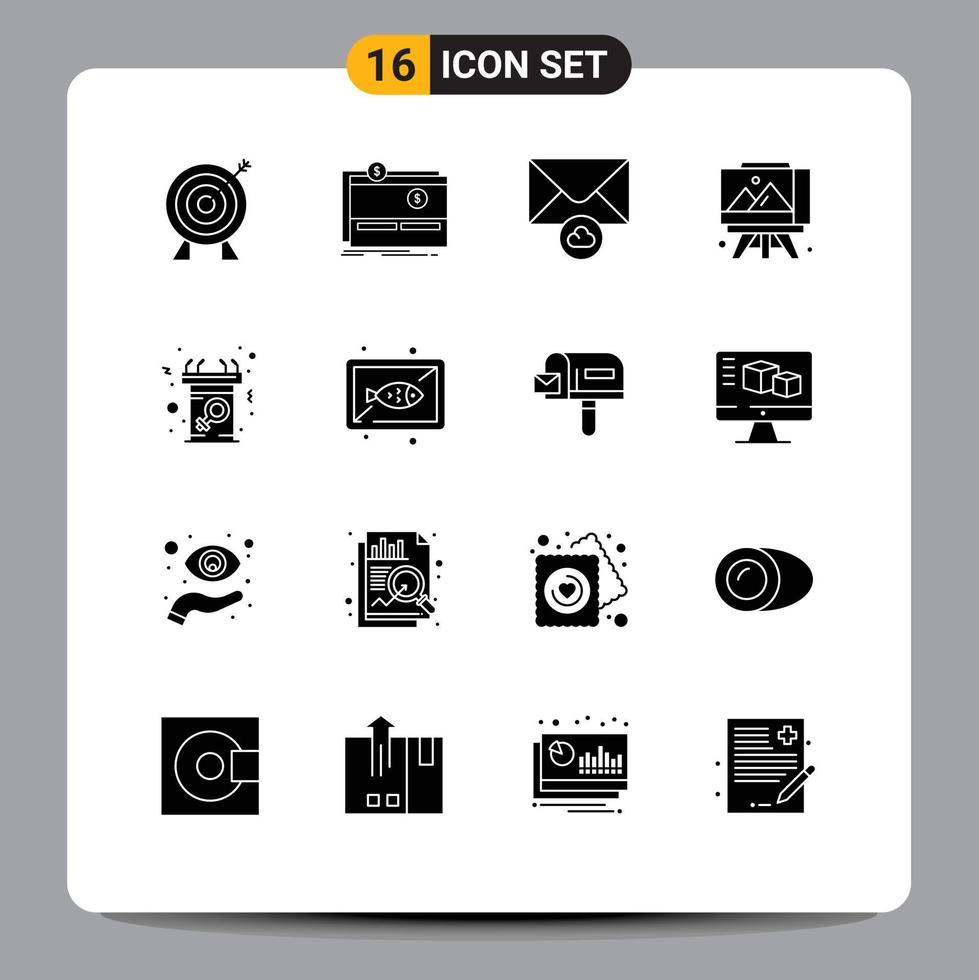 Set of 16 Modern UI Icons Symbols Signs for female announcement website arts easel Editable Vector Design Elements