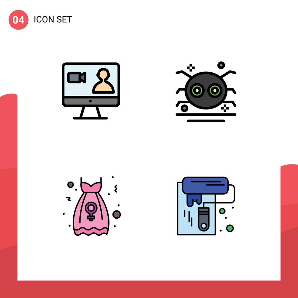 4 Creative Icons Modern Signs and Symbols of job clothes computer scary robe Editable Vector Design Elements