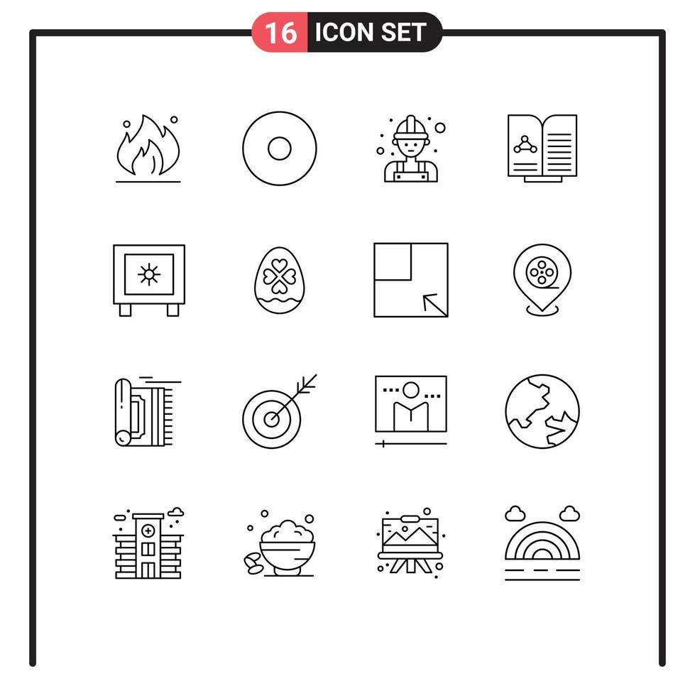 Set of 16 Modern UI Icons Symbols Signs for logistic lock man locker report Editable Vector Design Elements