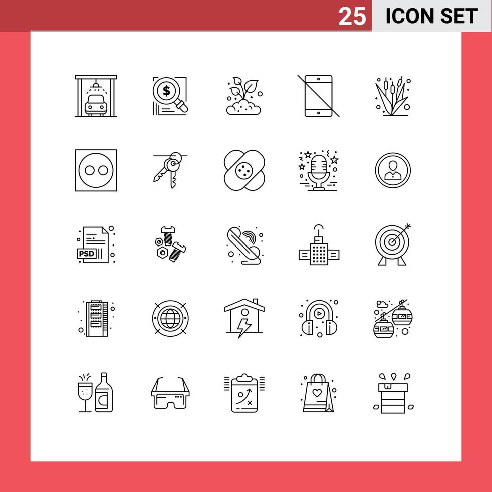 Group of 25 Lines Signs and Symbols for corn pc farm hardware allowed Editable Vector Design Elements