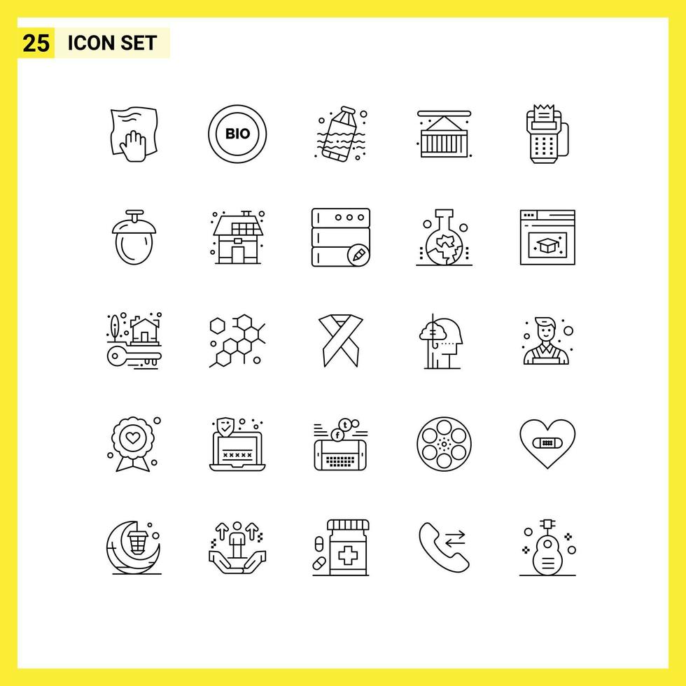 Set of 25 Vector Lines on Grid for card delivery energy cargo water Editable Vector Design Elements
