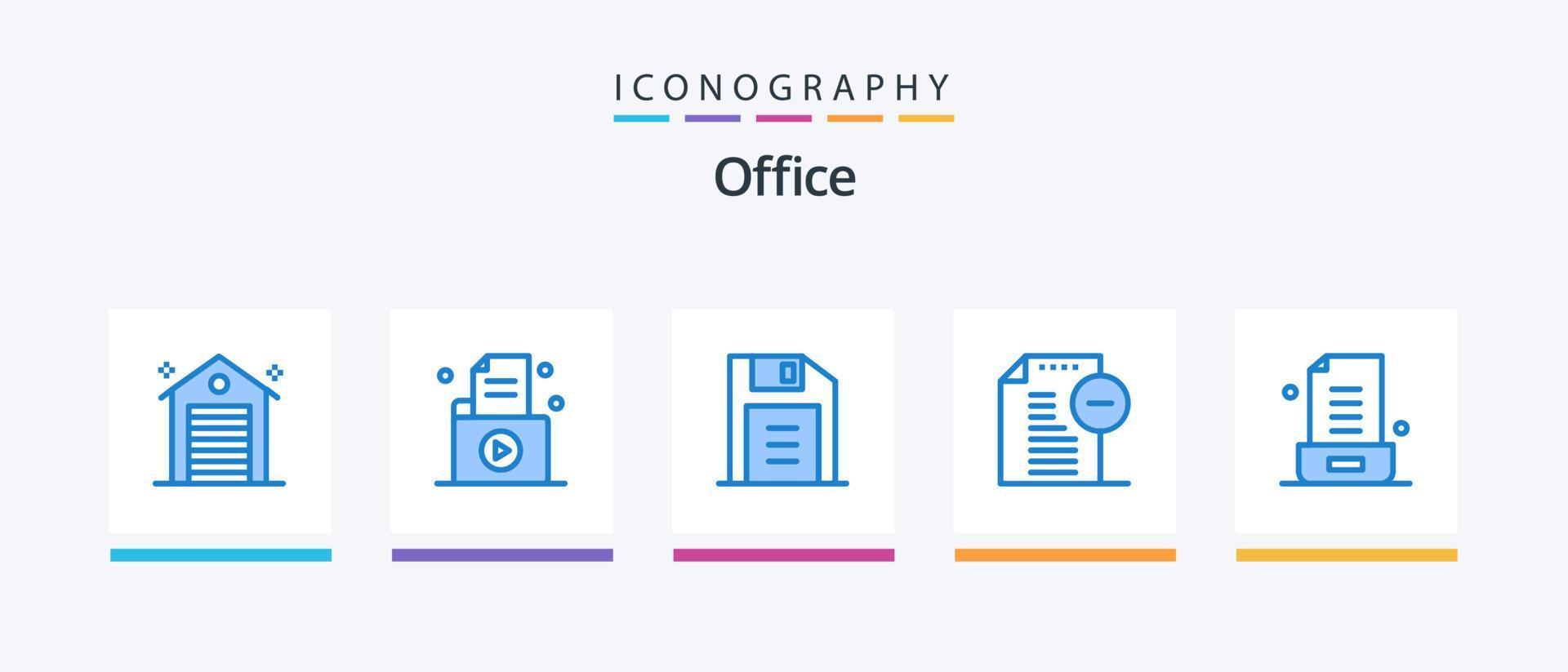 Office Blue 5 Icon Pack Including letter. office. record. file. remove. Creative Icons Design vector