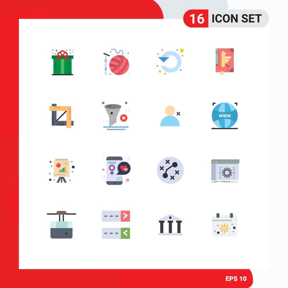 Universal Icon Symbols Group of 16 Modern Flat Colors of declaration codex knit book rotate Editable Pack of Creative Vector Design Elements