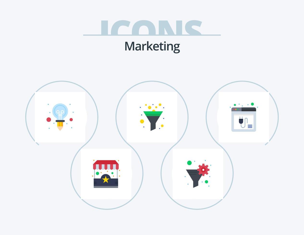 Marketing Flat Icon Pack 5 Icon Design. plugin. browser. bulb. sort. filter vector