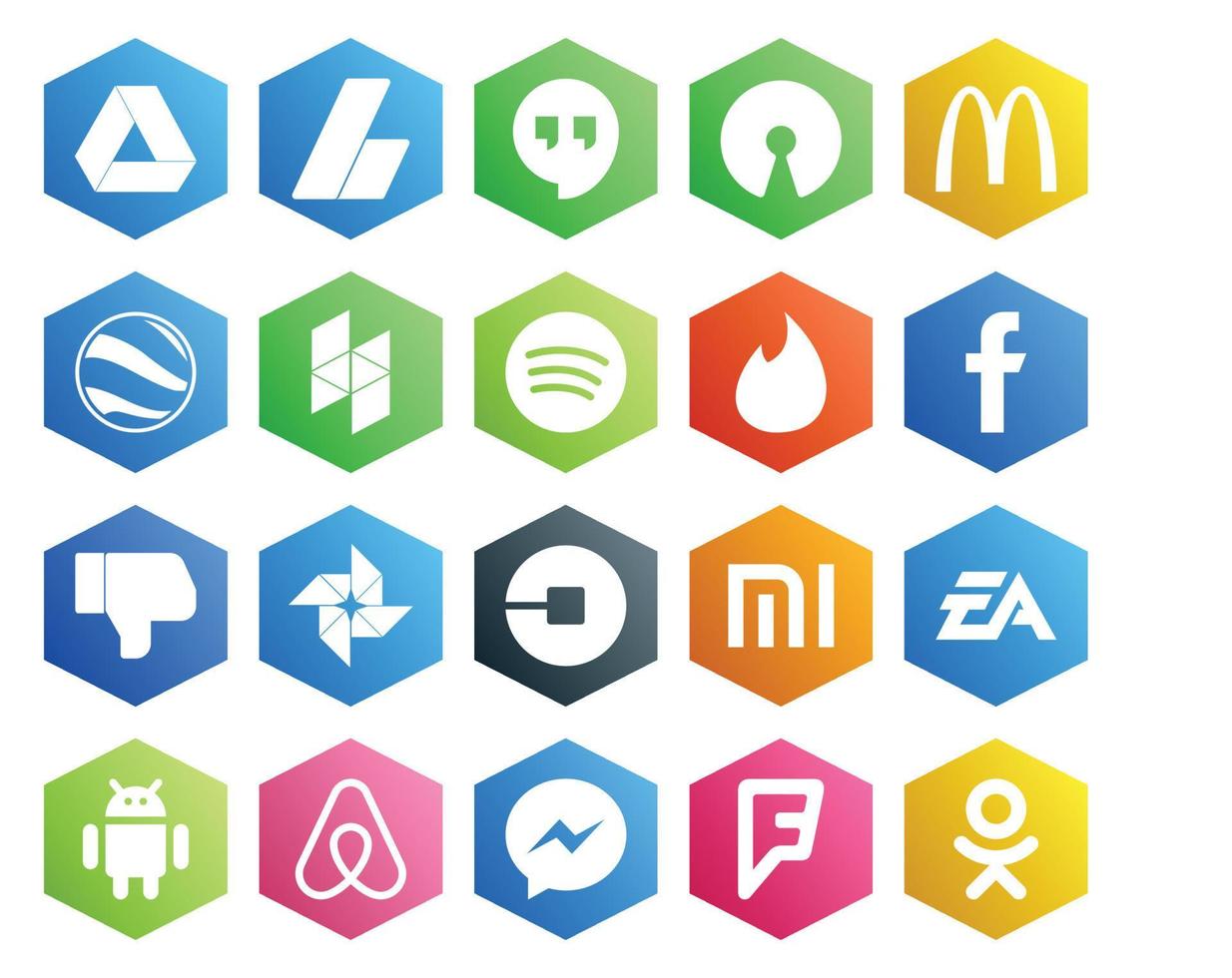 20 social medios de comunicación icono paquete incluso electrónica letras conductor Spotify coche foto vector