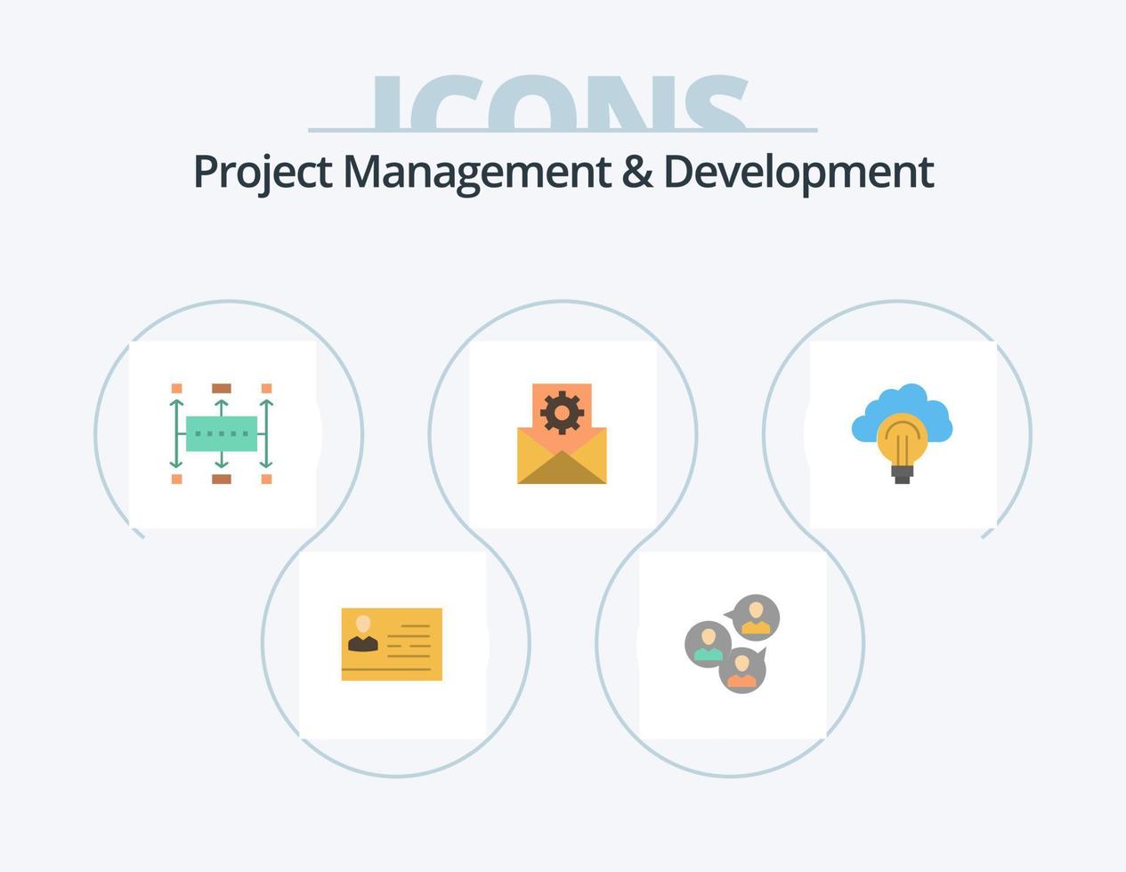 Project Management And Development Flat Icon Pack 5 Icon Design. data management. data. group. planning. business vector