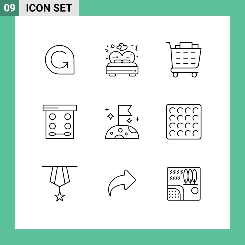 Stock Vector Icon Pack of 9 Line Signs and Symbols for space moon buy powder eye shadow Editable Vector Design Elements