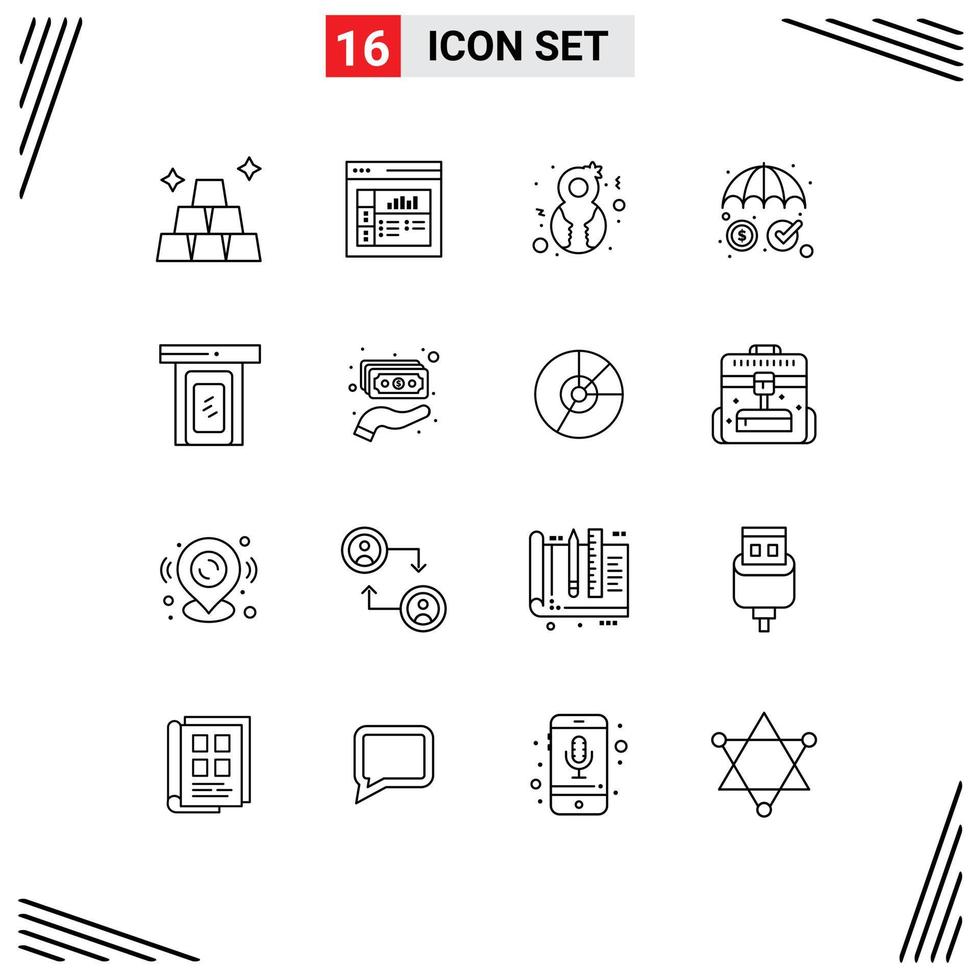 Modern Set of 16 Outlines and symbols such as home cloud genre rainy security Editable Vector Design Elements