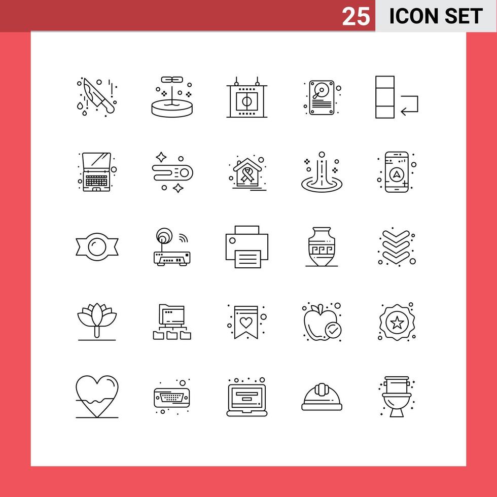 Set of 25 Vector Lines on Grid for computer data game change hardware Editable Vector Design Elements