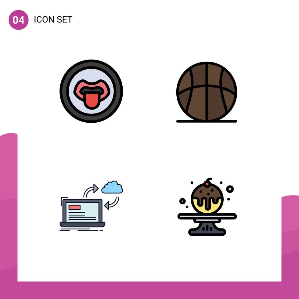 4 Creative Icons Modern Signs and Symbols of biology sync science basketball data Editable Vector Design Elements