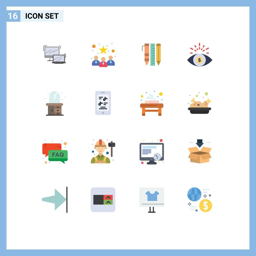 Group of 16 Modern Flat Colors Set for home investment best team business items Editable Pack of Creative Vector Design Elements