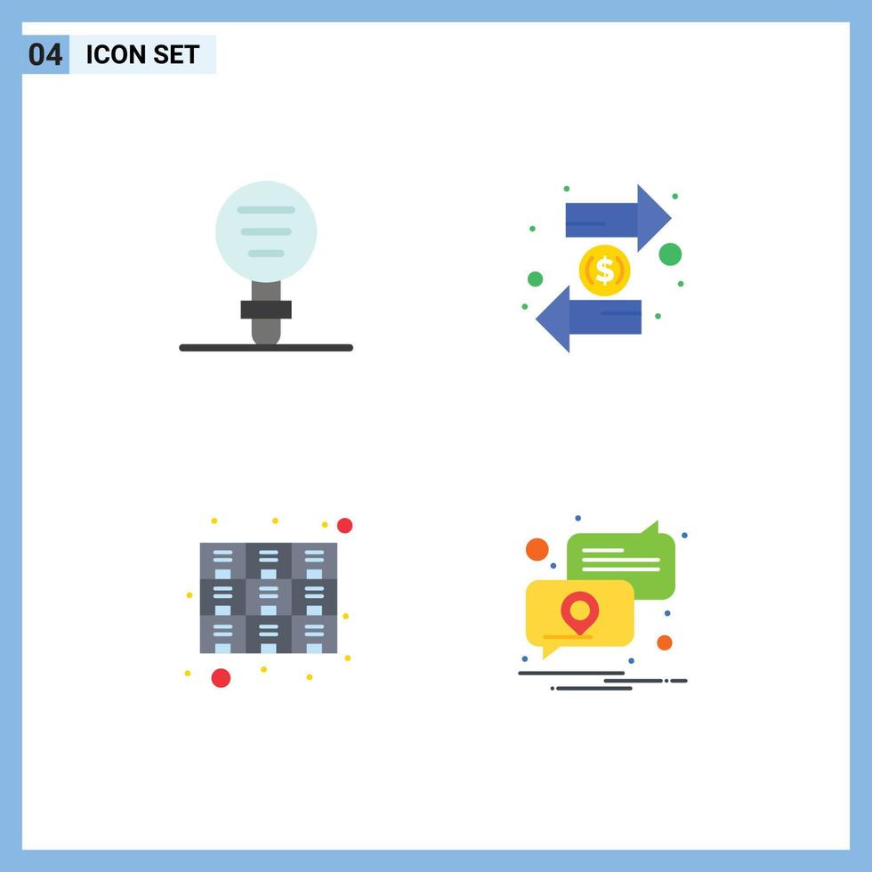Group of 4 Modern Flat Icons Set for biology interchange laboratory duty drawer Editable Vector Design Elements