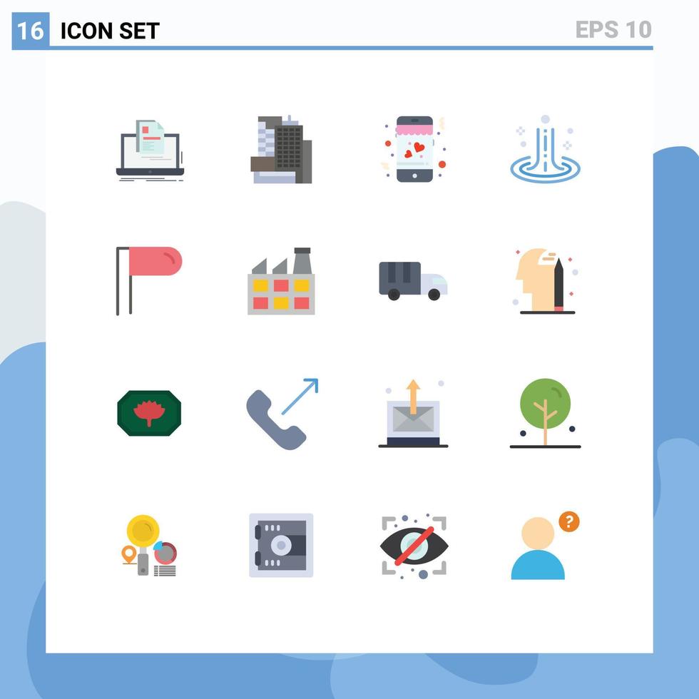 Set of 16 Modern UI Icons Symbols Signs for construction paragraph dating water ripple Editable Pack of Creative Vector Design Elements