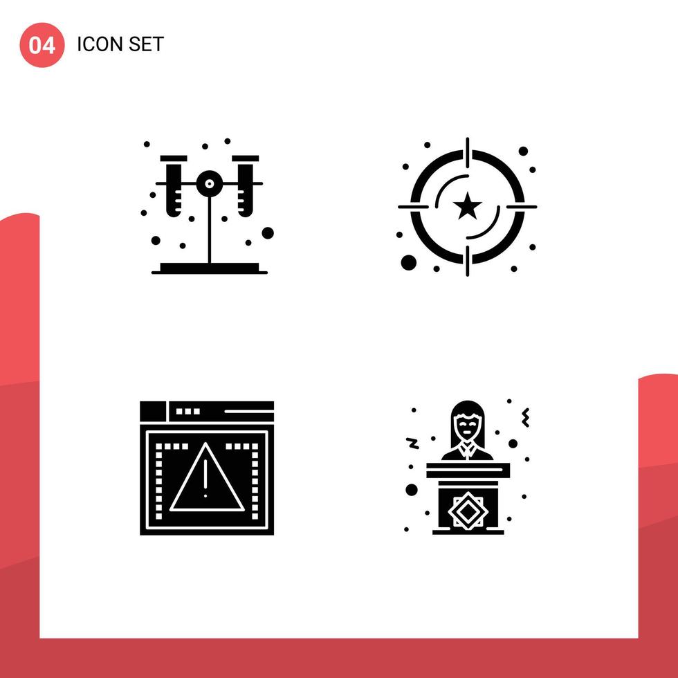 Set of 4 Modern UI Icons Symbols Signs for chemistry codiing rating value politician Editable Vector Design Elements