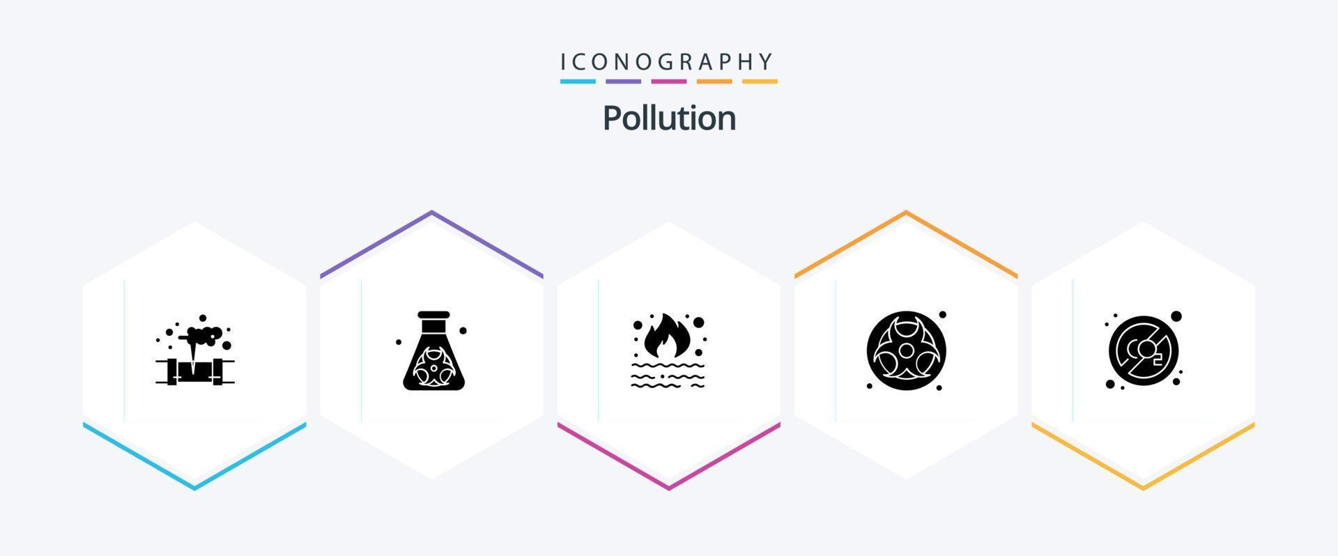 contaminación 25 glifo icono paquete incluso co gas. contaminación. quemar. peligro. fumar vector