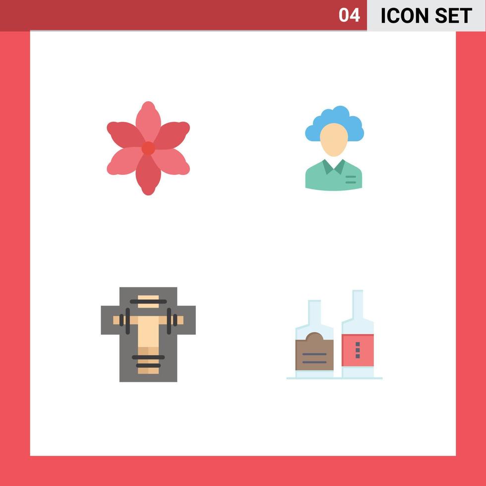 Pictogram Set of 4 Simple Flat Icons of flower resource outsource management death Editable Vector Design Elements