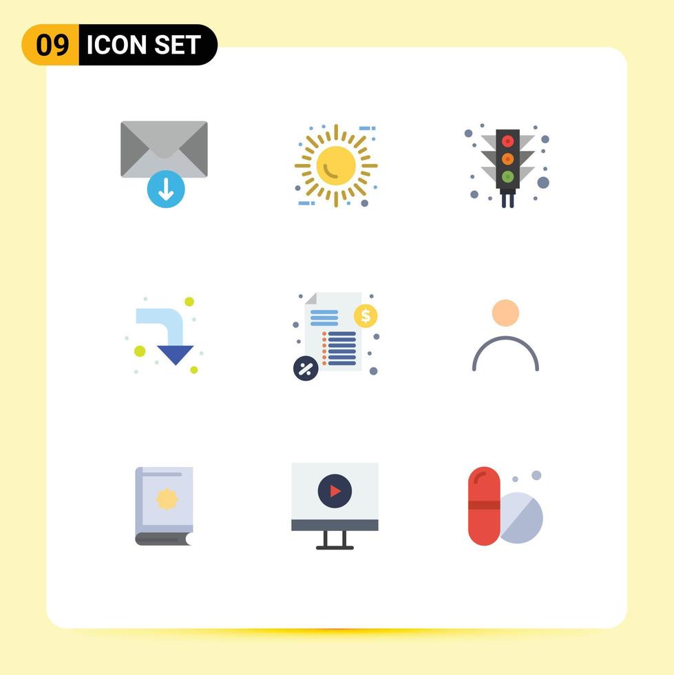 9 Thematic Vector Flat Colors and Editable Symbols of payment loan city right arrows Editable Vector Design Elements