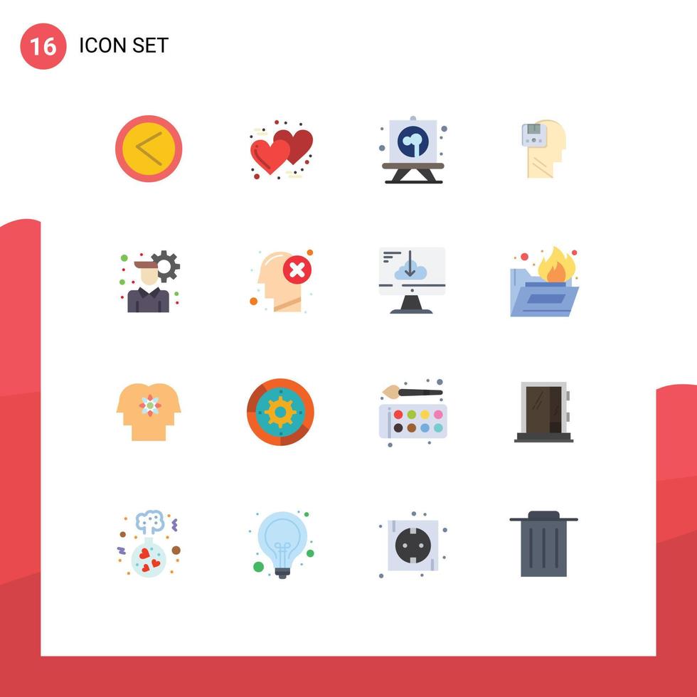 User Interface Pack of 16 Basic Flat Colors of account user drawing data memory Editable Pack of Creative Vector Design Elements