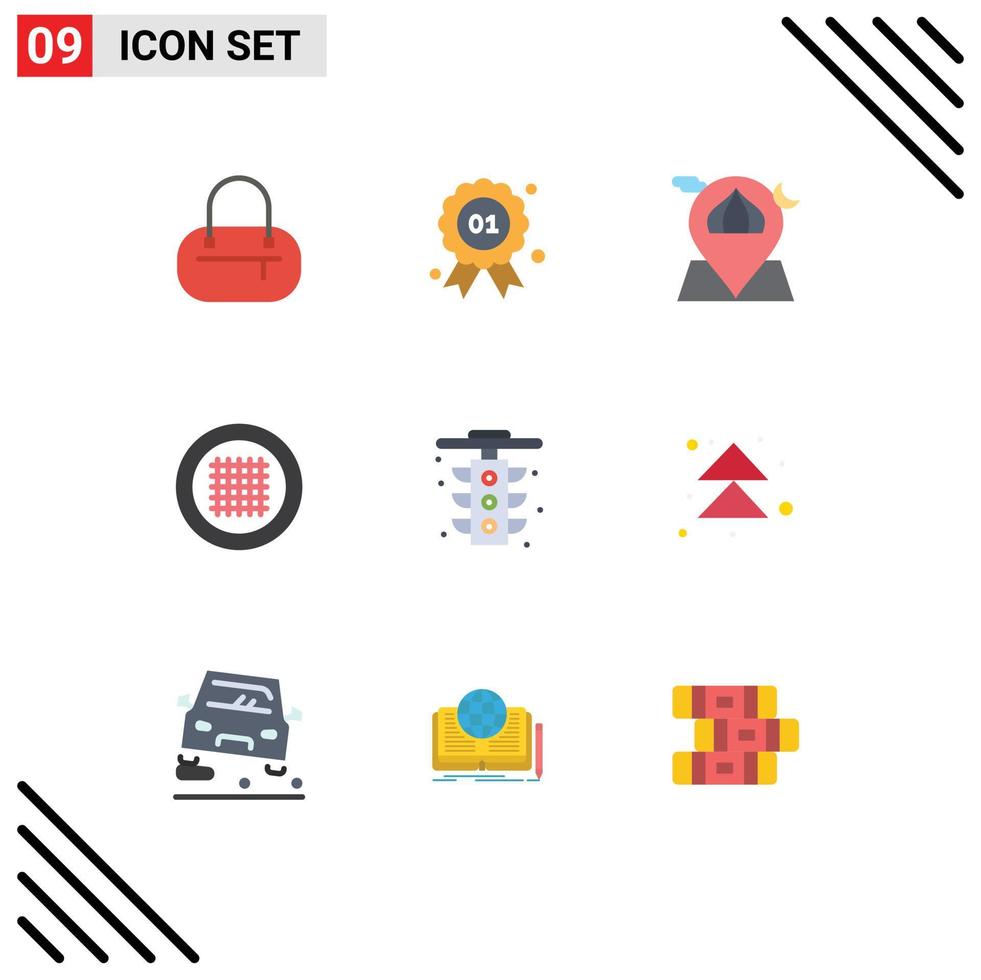 Pictogram Set of 9 Simple Flat Colors of traffic city moon streamline layout Editable Vector Design Elements