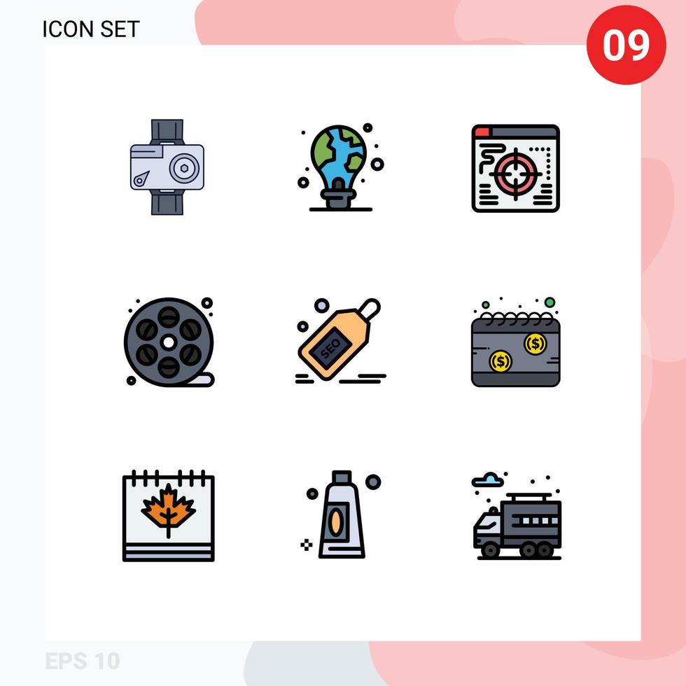 9 Creative Icons Modern Signs and Symbols of seo arts light bulb art target Editable Vector Design Elements