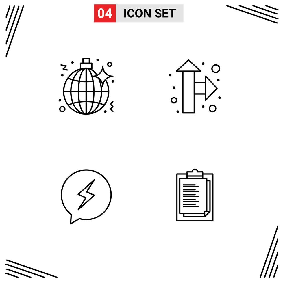 Pack of 4 creative Filledline Flat Colors of disco chating party right up notepad Editable Vector Design Elements