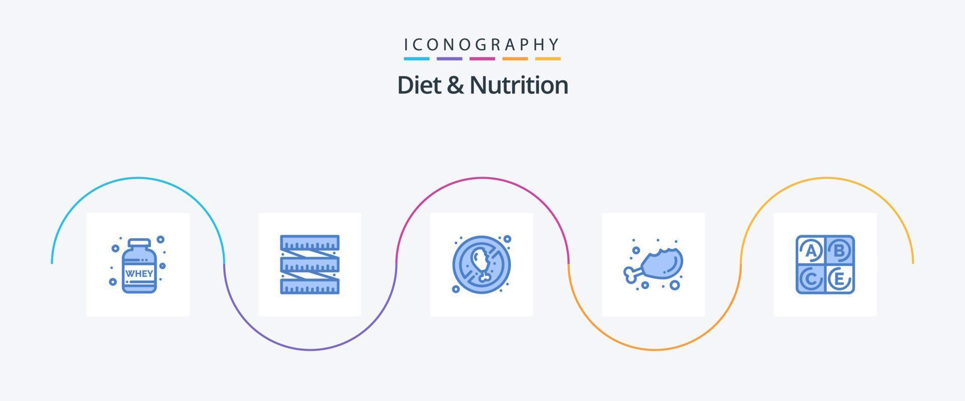 Diet And Nutrition Blue 5 Icon Pack Including health. diet. diet. fresh. diet vector