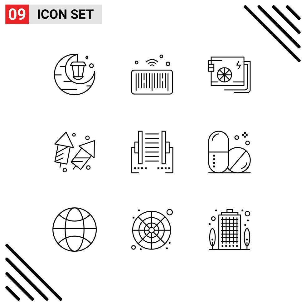 9 Creative Icons Modern Signs and Symbols of fireworks crackers ac christmas supply Editable Vector Design Elements