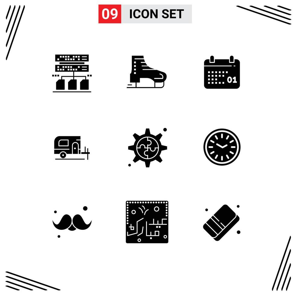 Set of 9 Modern UI Icons Symbols Signs for gear creative canada spring car Editable Vector Design Elements