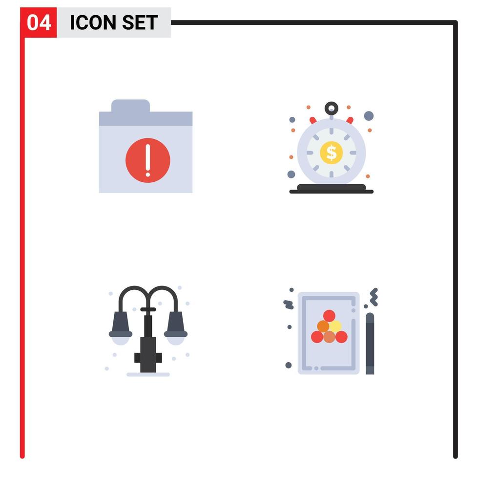 4 Flat Icon concept for Websites Mobile and Apps alert life finance money lump Editable Vector Design Elements