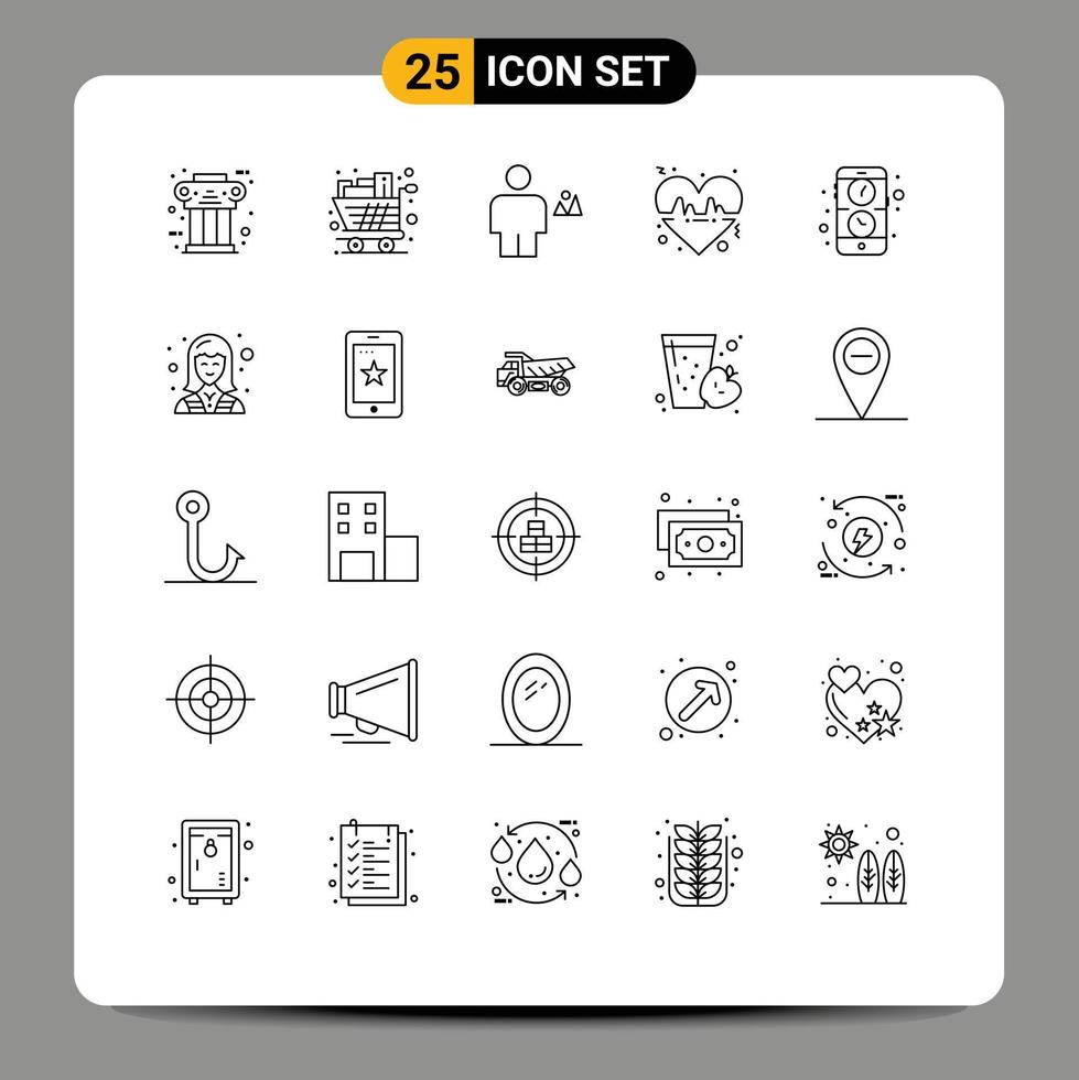 Universal Icon Symbols Group of 25 Modern Lines of line beat shopping land country Editable Vector Design Elements