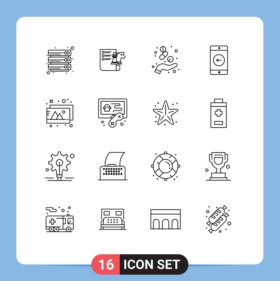 16 Creative Icons Modern Signs and Symbols of design mobile application capsule mobile medicine Editable Vector Design Elements