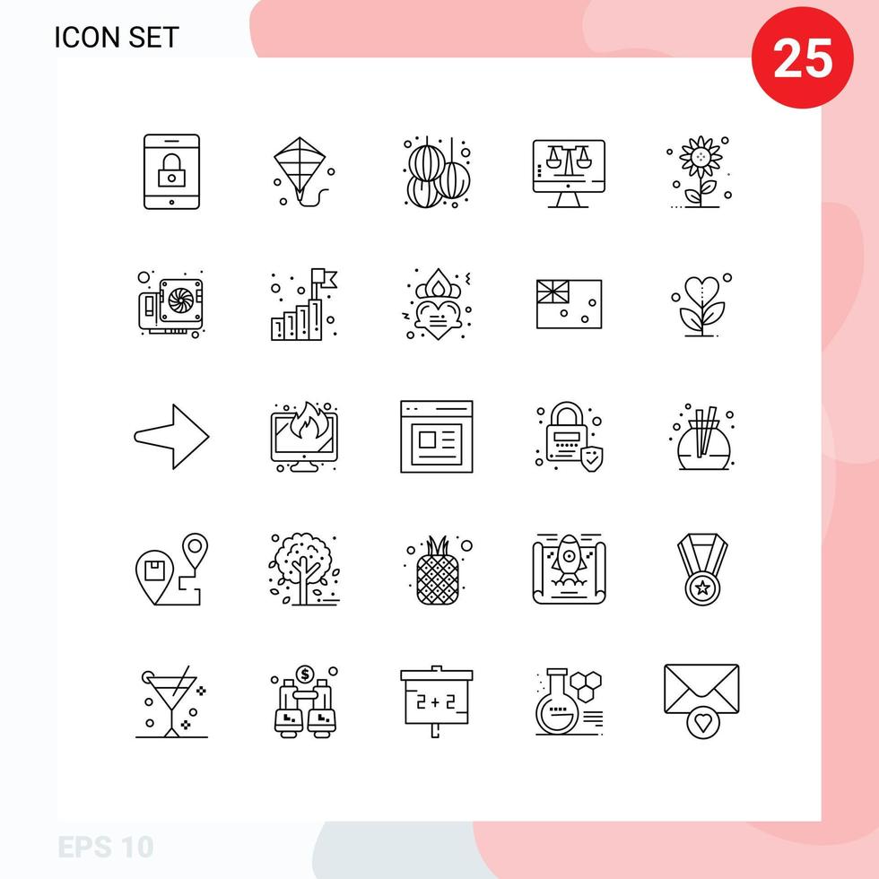 25 Universal Lines Set for Web and Mobile Applications spring floral new sub flower tecnology Editable Vector Design Elements