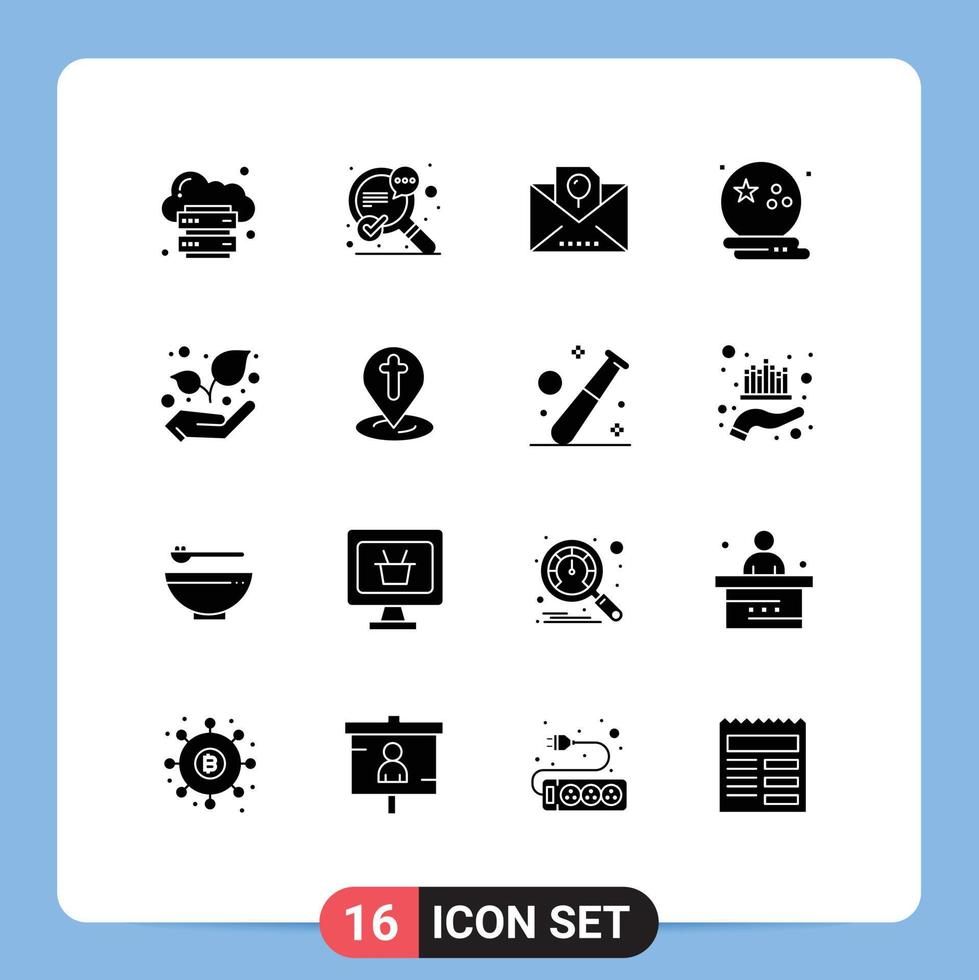 16 Thematic Vector Solid Glyphs and Editable Symbols of scary moon speech halloween party Editable Vector Design Elements