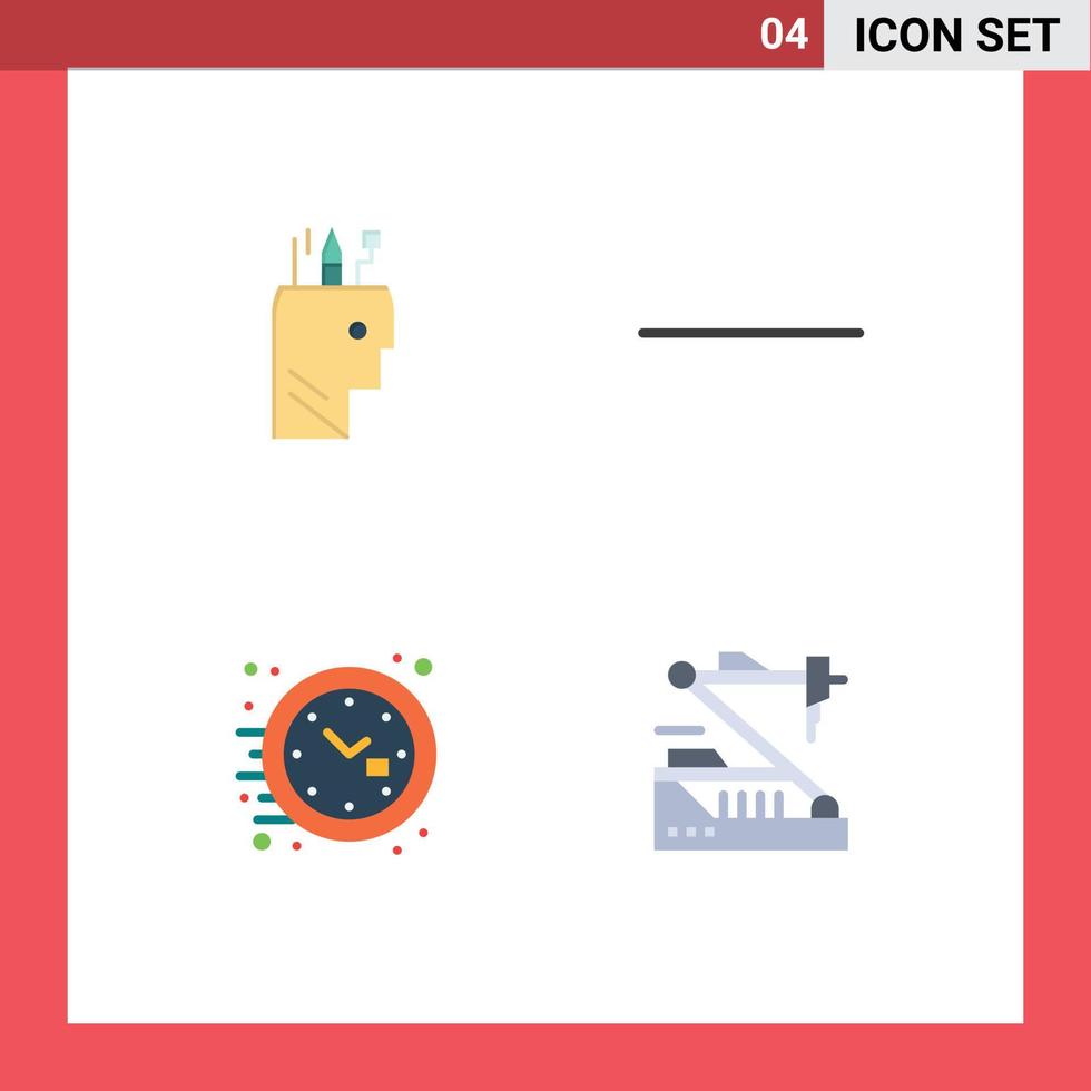 Set of 4 Vector Flat Icons on Grid for education watch school clock medical Editable Vector Design Elements