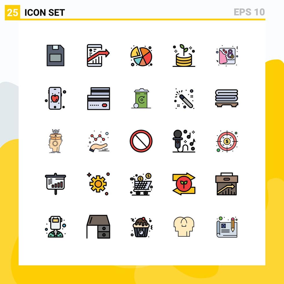 Set of 25 Modern UI Icons Symbols Signs for day money smartphone investment graph Editable Vector Design Elements