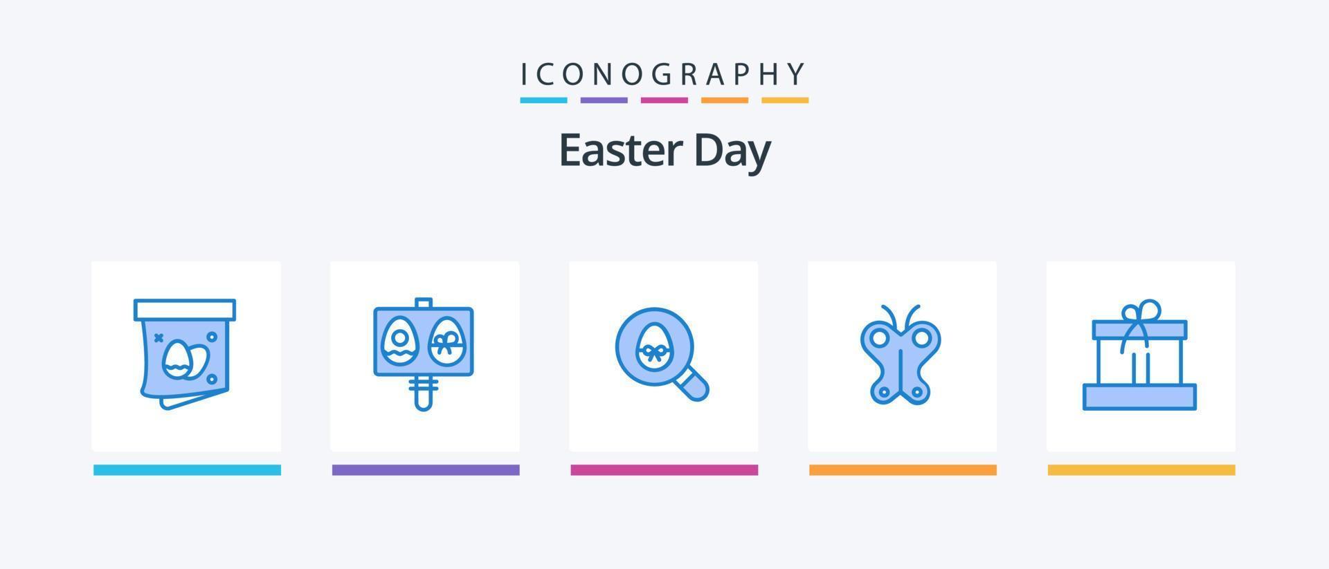 Easter Blue 5 Icon Pack Including box. nature. search. easter. animal. Creative Icons Design vector